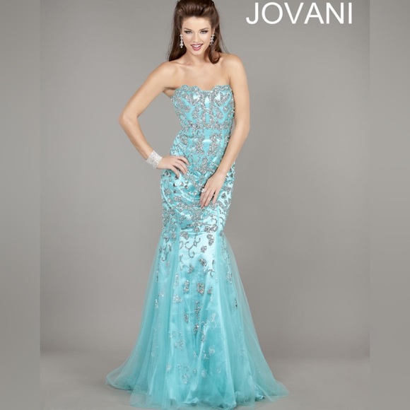 Jovani Dress 22811 | Coral Beaded Mermaid Dress